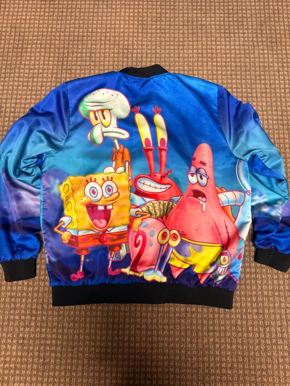 Men's Blue SpongeBob Graphic Bomber Jacket